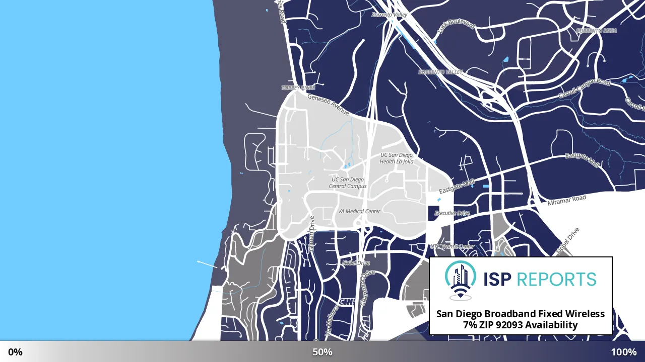92093, CA map of internet availability