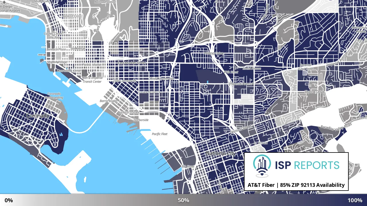 92113, CA map of internet availability
