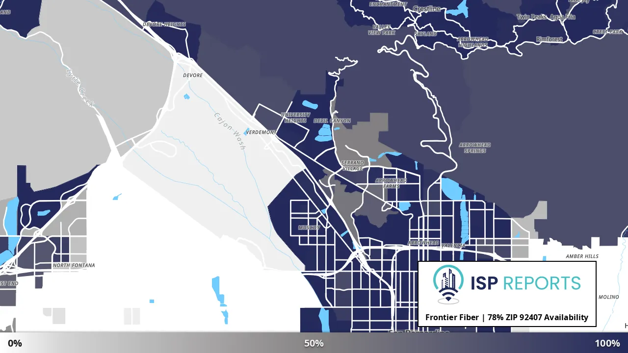 92407, CA map of internet availability