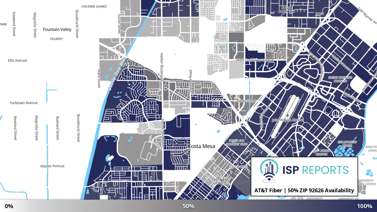92626, CA map of internet availability