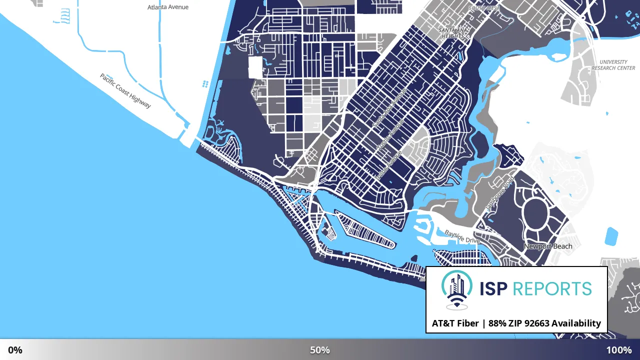 92663, CA map of internet availability