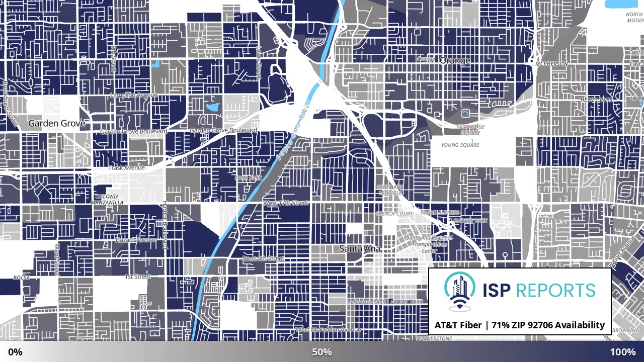 92706, CA map of internet availability