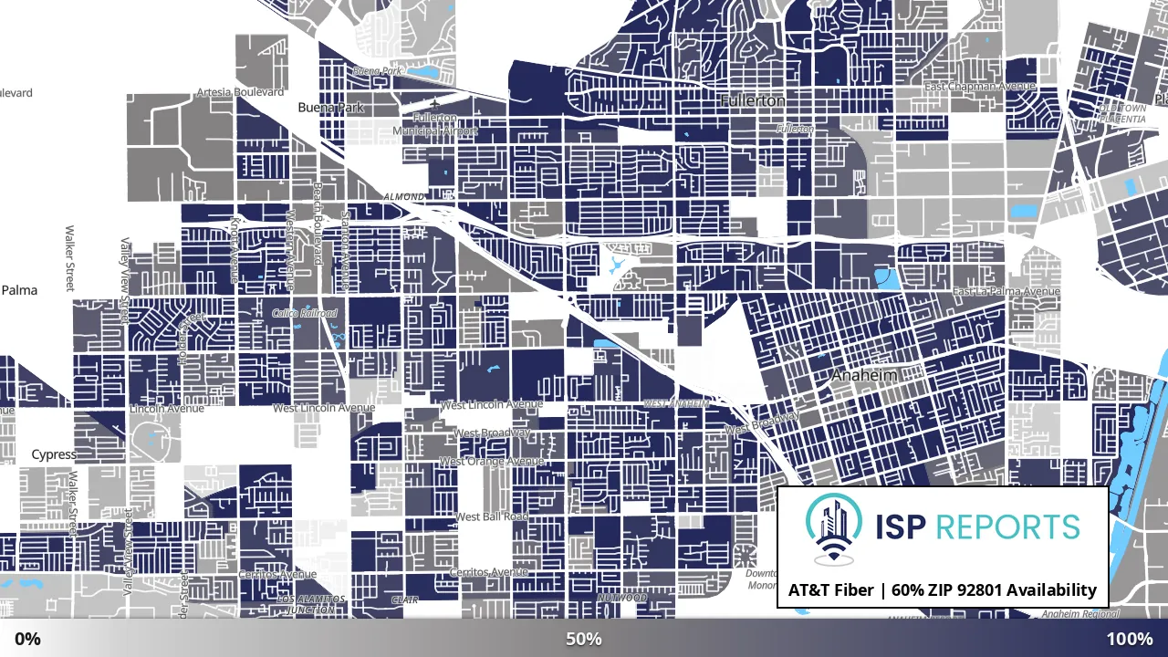 92801, CA map of internet availability