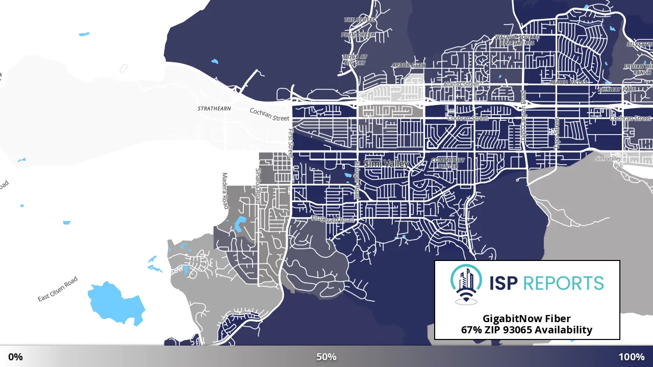 93065, CA map of internet availability