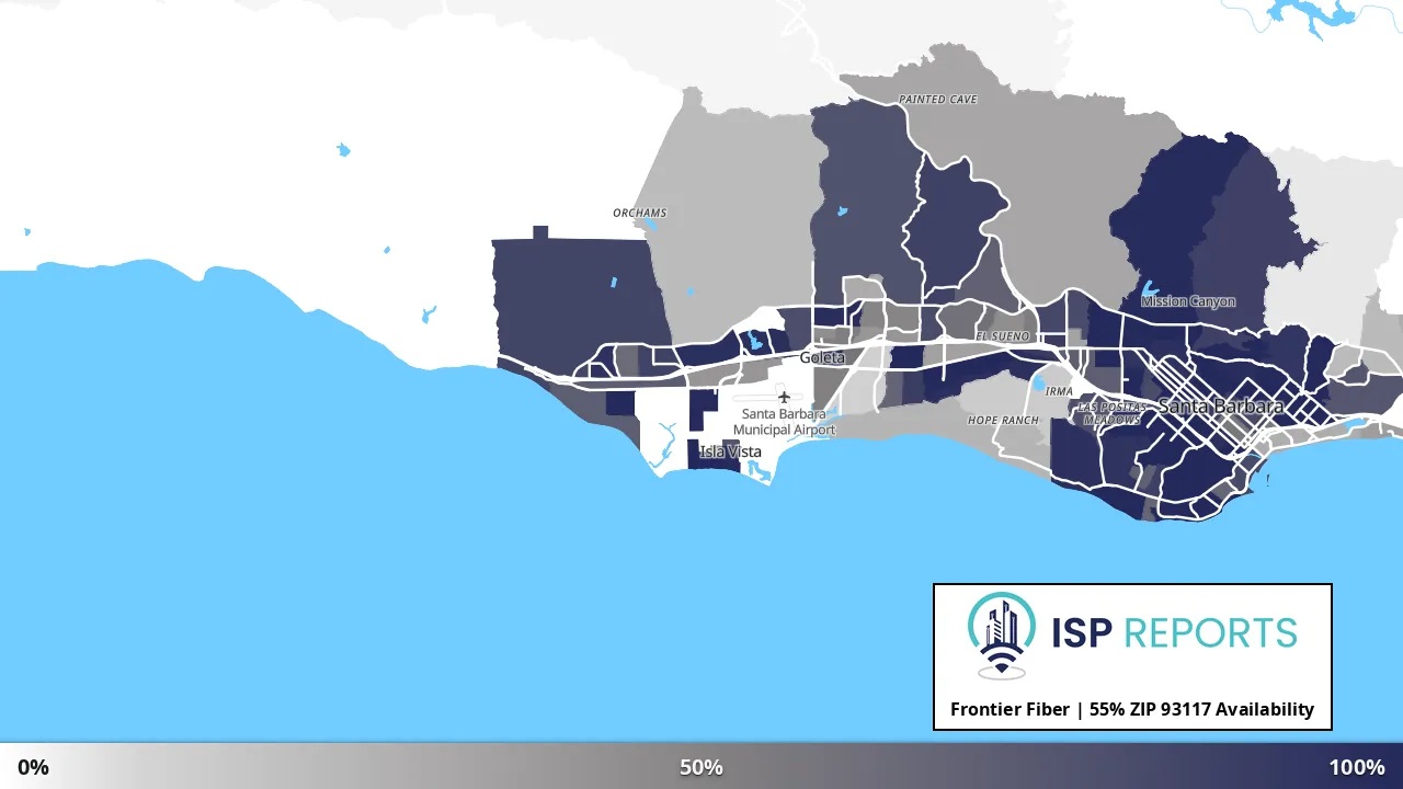 93117, CA map of internet availability