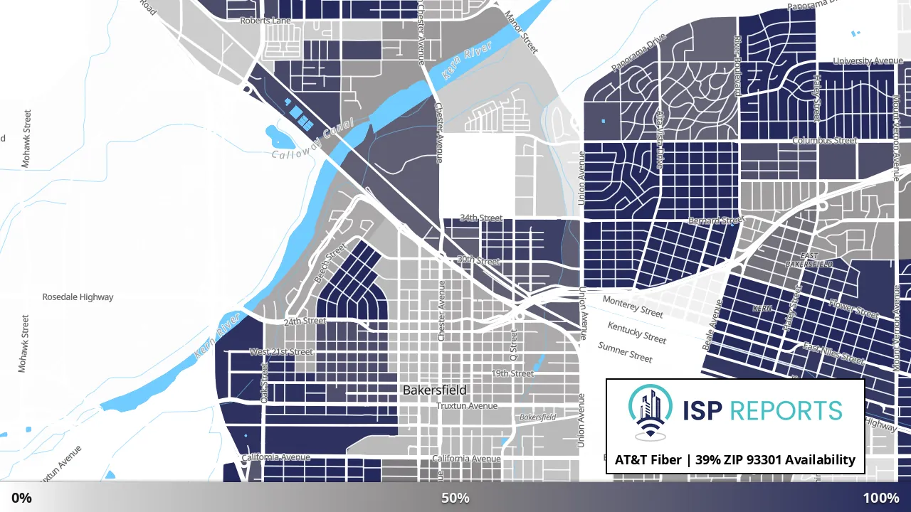 93301, CA map of internet availability