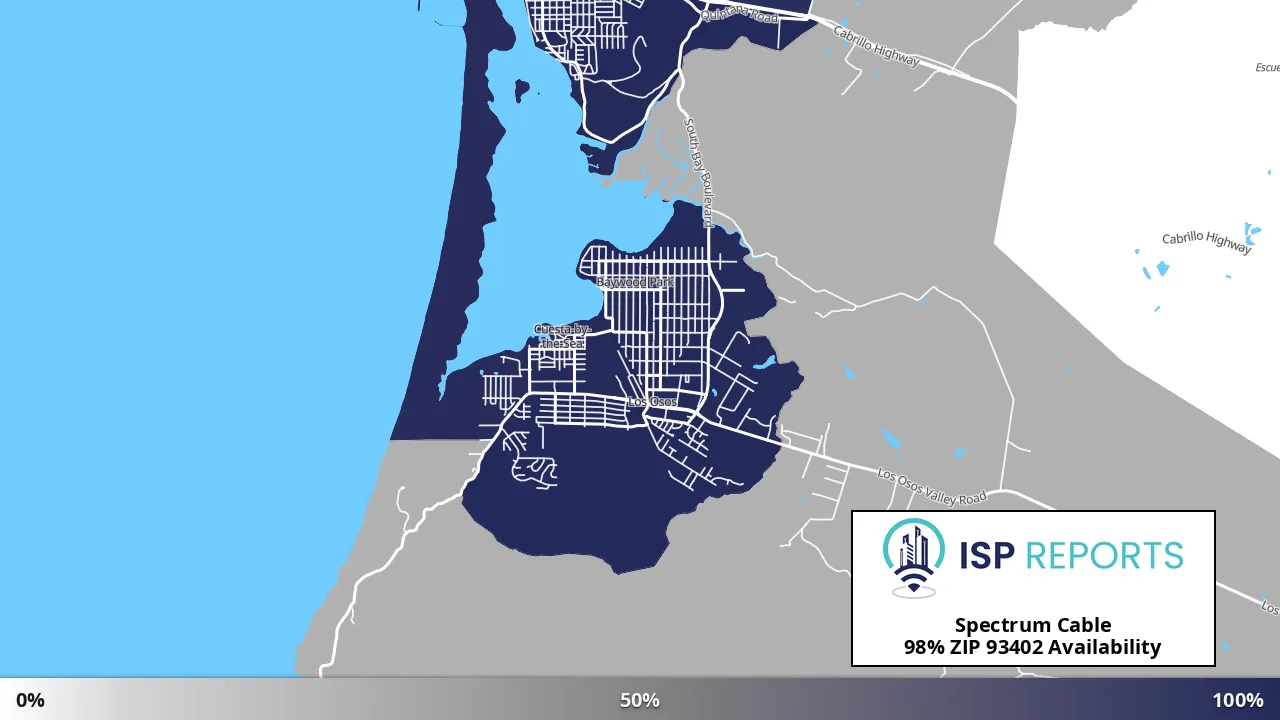 93402, CA map of internet availability