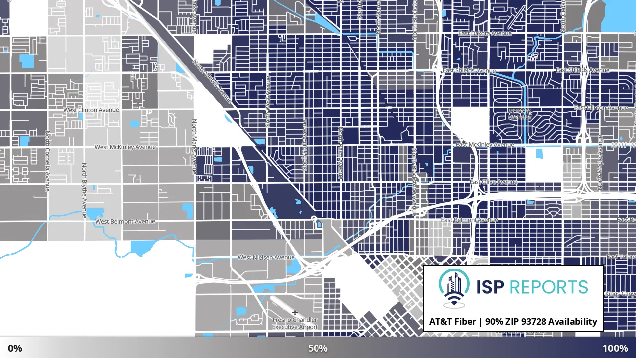 93728, CA map of internet availability