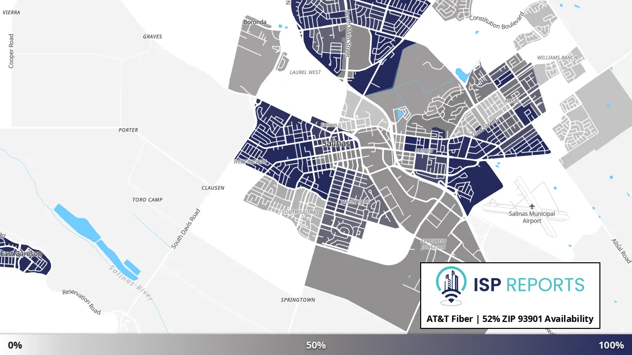 93901, CA map of internet availability