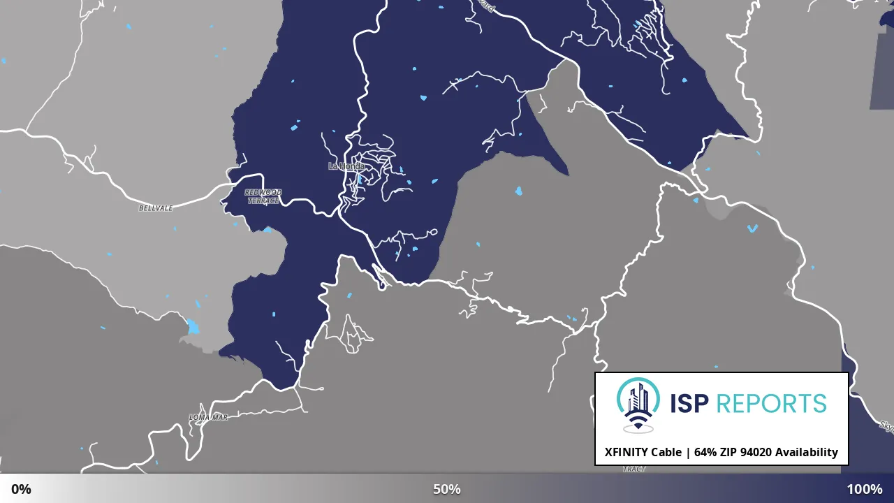 94020, CA map of internet availability