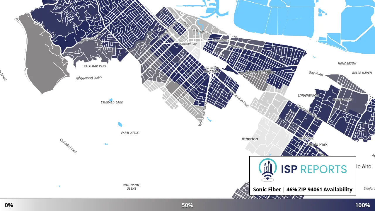 94061, CA map of internet availability