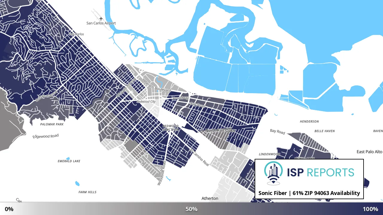 94063, CA map of internet availability