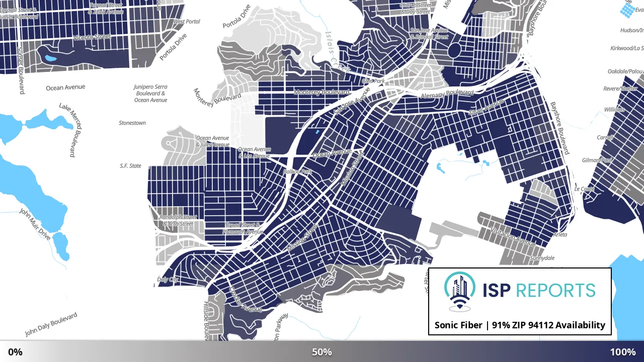 94112, CA map of internet availability