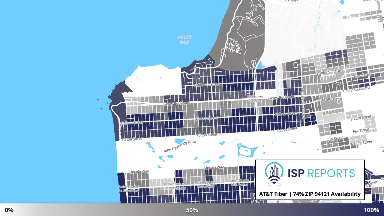 94121, CA map of internet availability