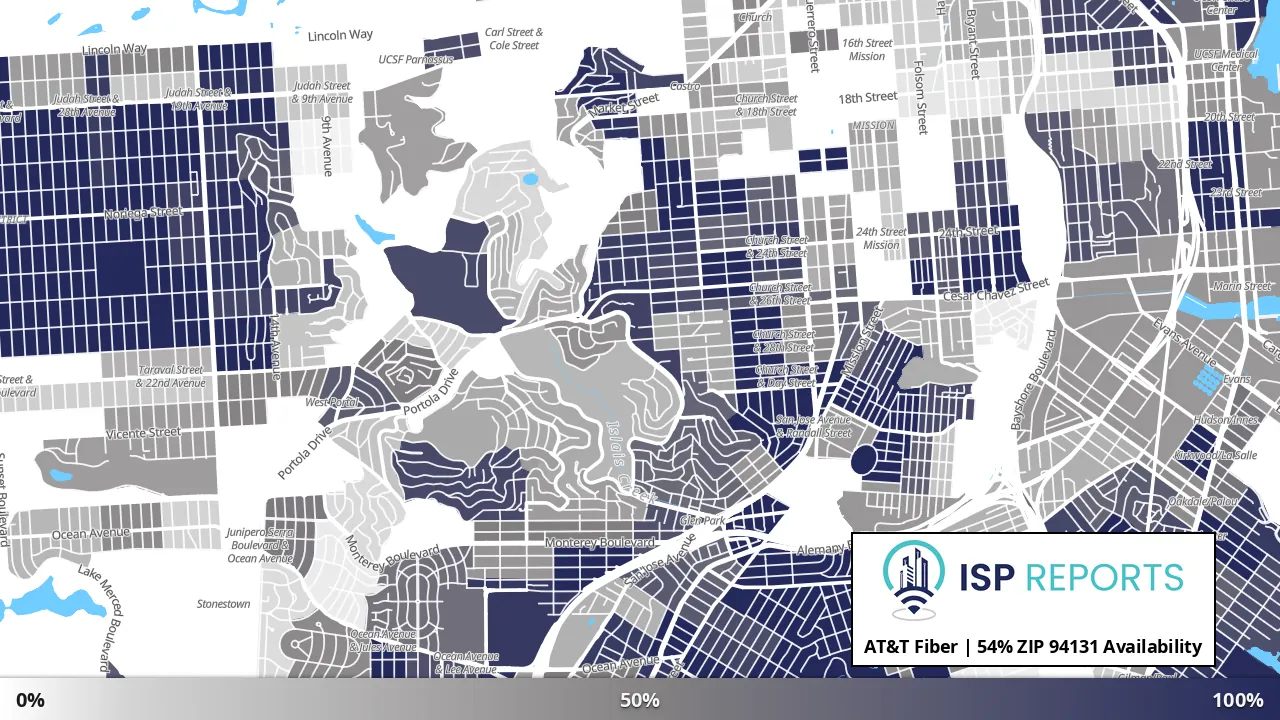 94131, CA map of internet availability
