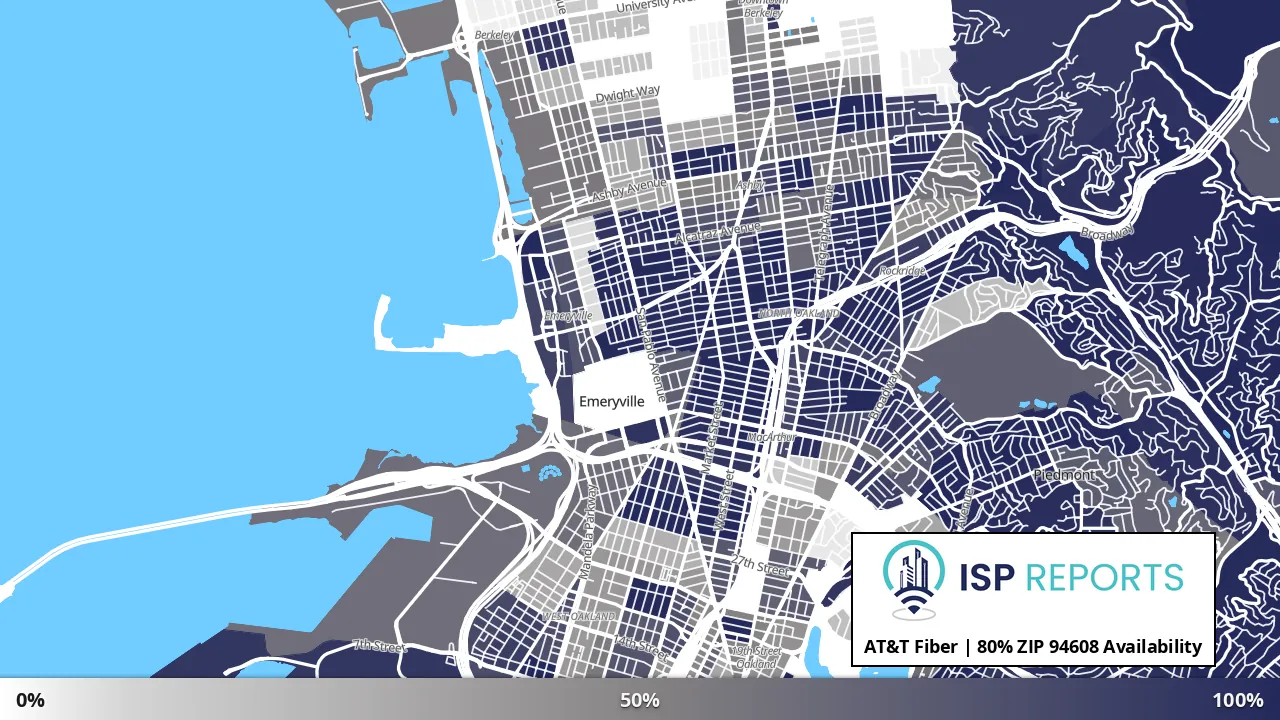 94608, CA map of internet availability