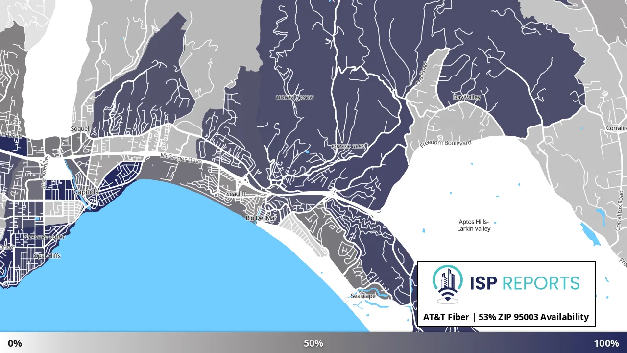 95003, CA map of internet availability