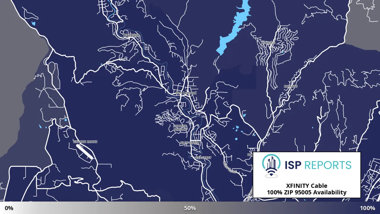 95005, CA map of internet availability