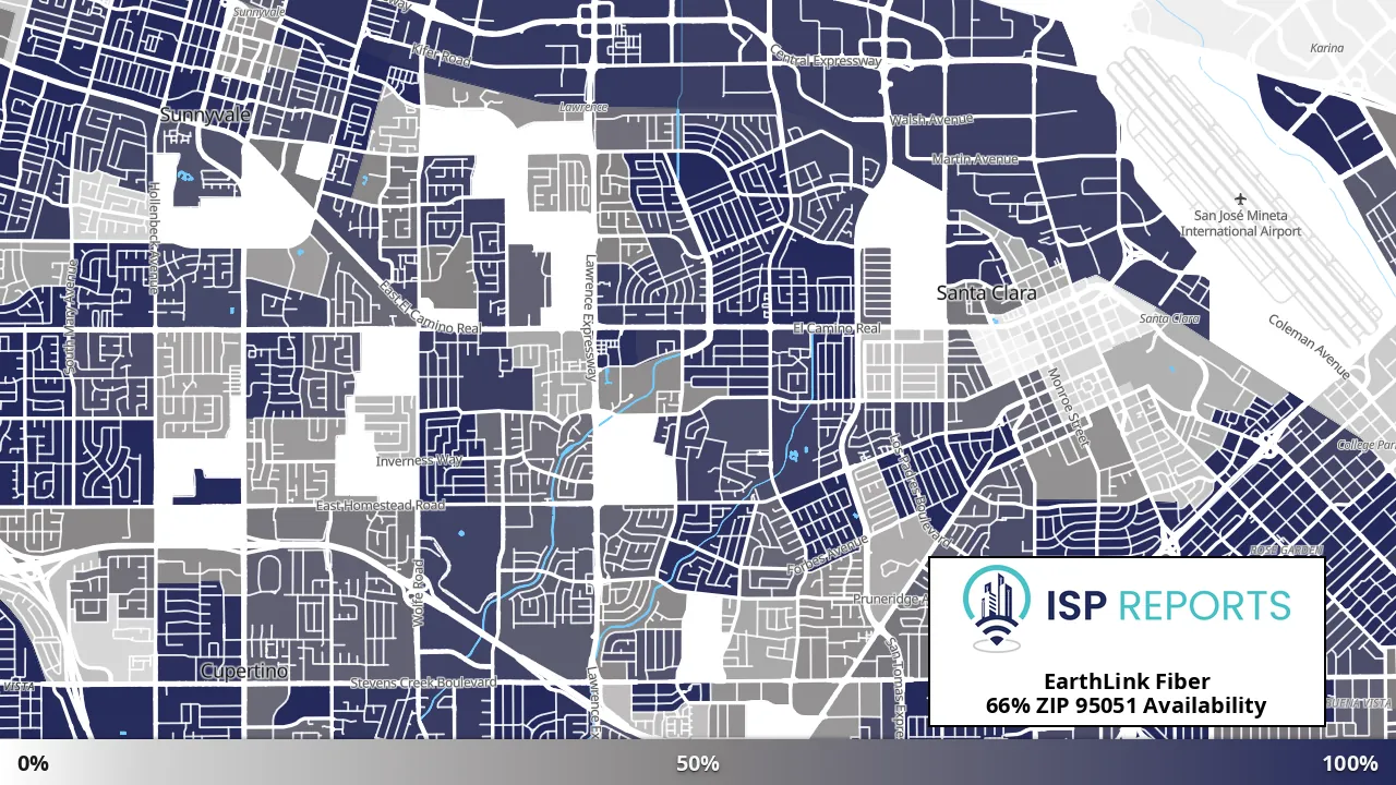 95051, CA map of internet availability