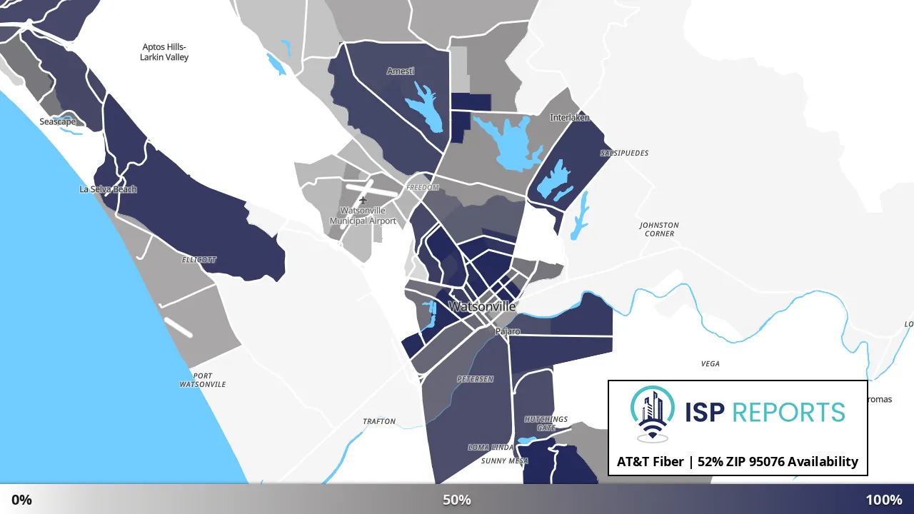 95076, CA map of internet availability