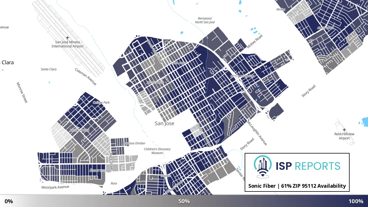95112, CA map of internet availability