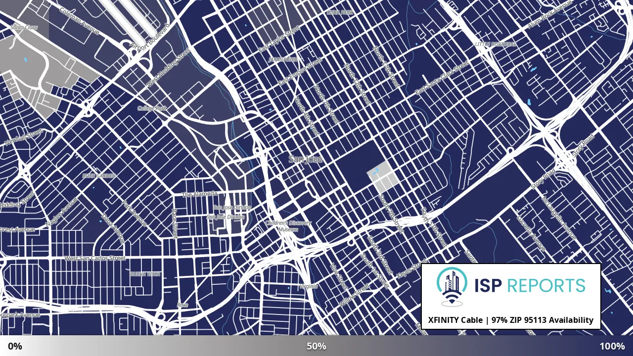95113, CA map of internet availability