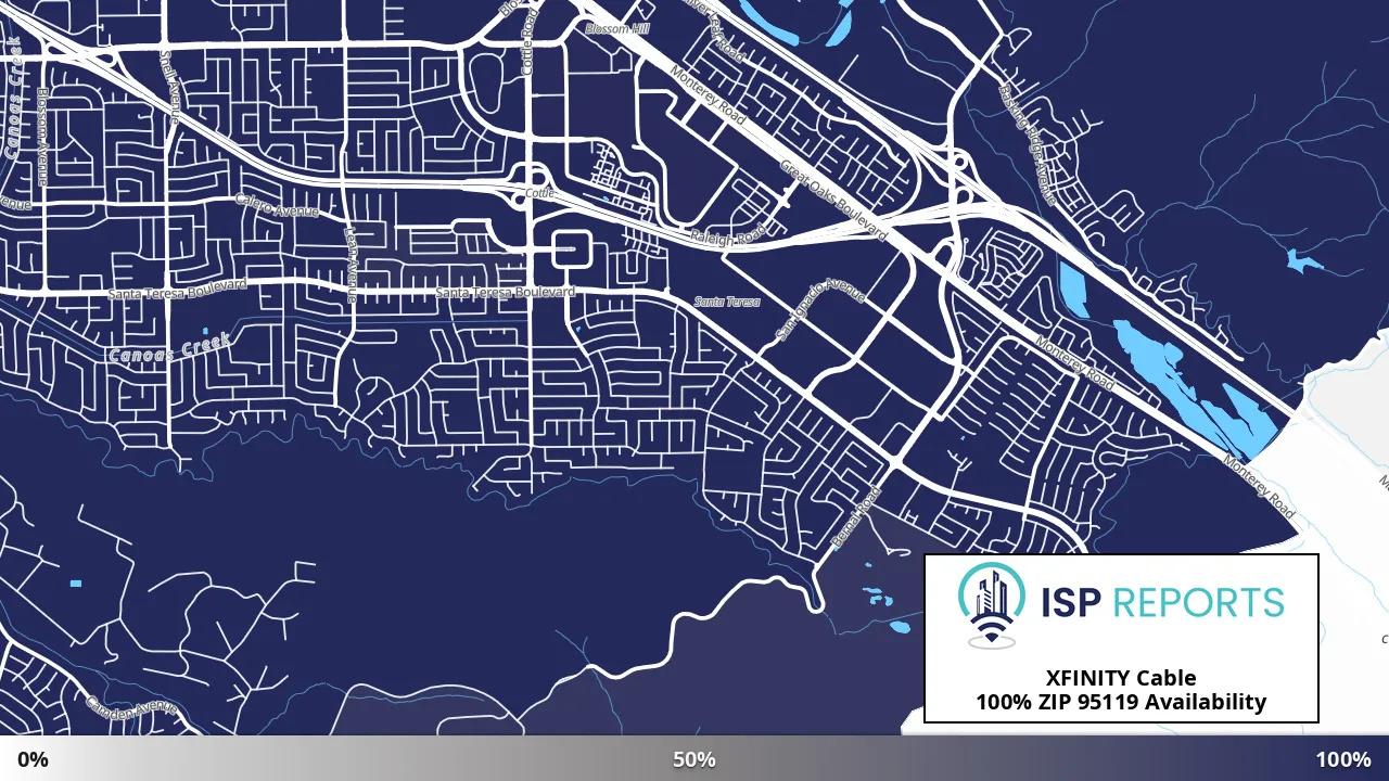 95119, CA map of internet availability