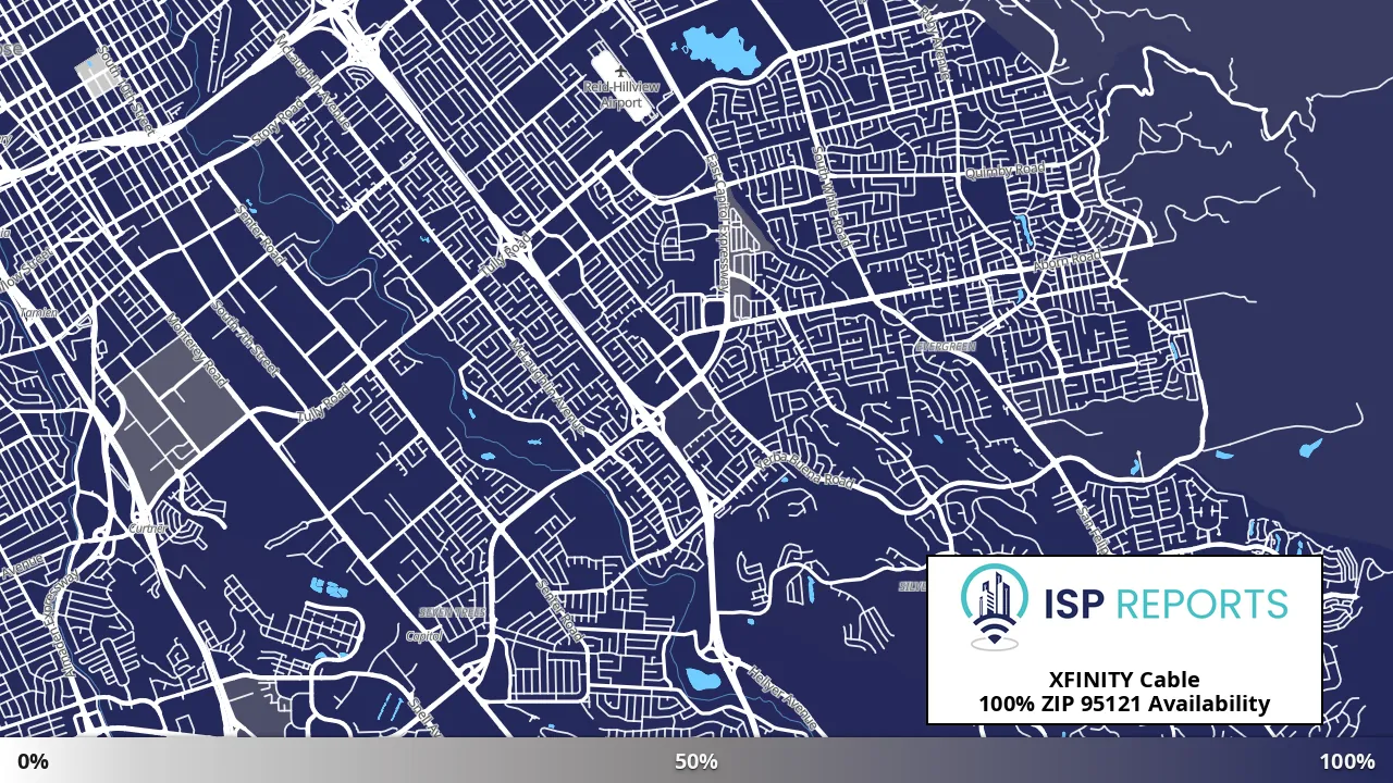 95121, CA map of internet availability