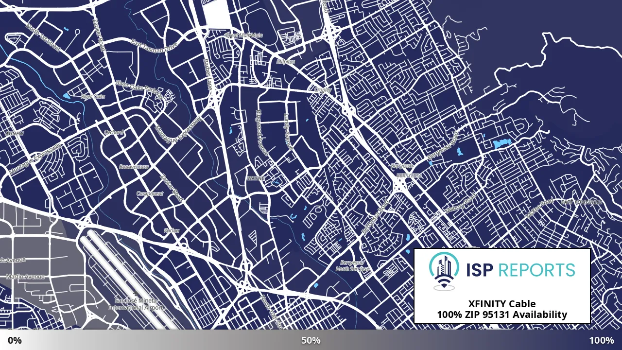 95131, CA map of internet availability