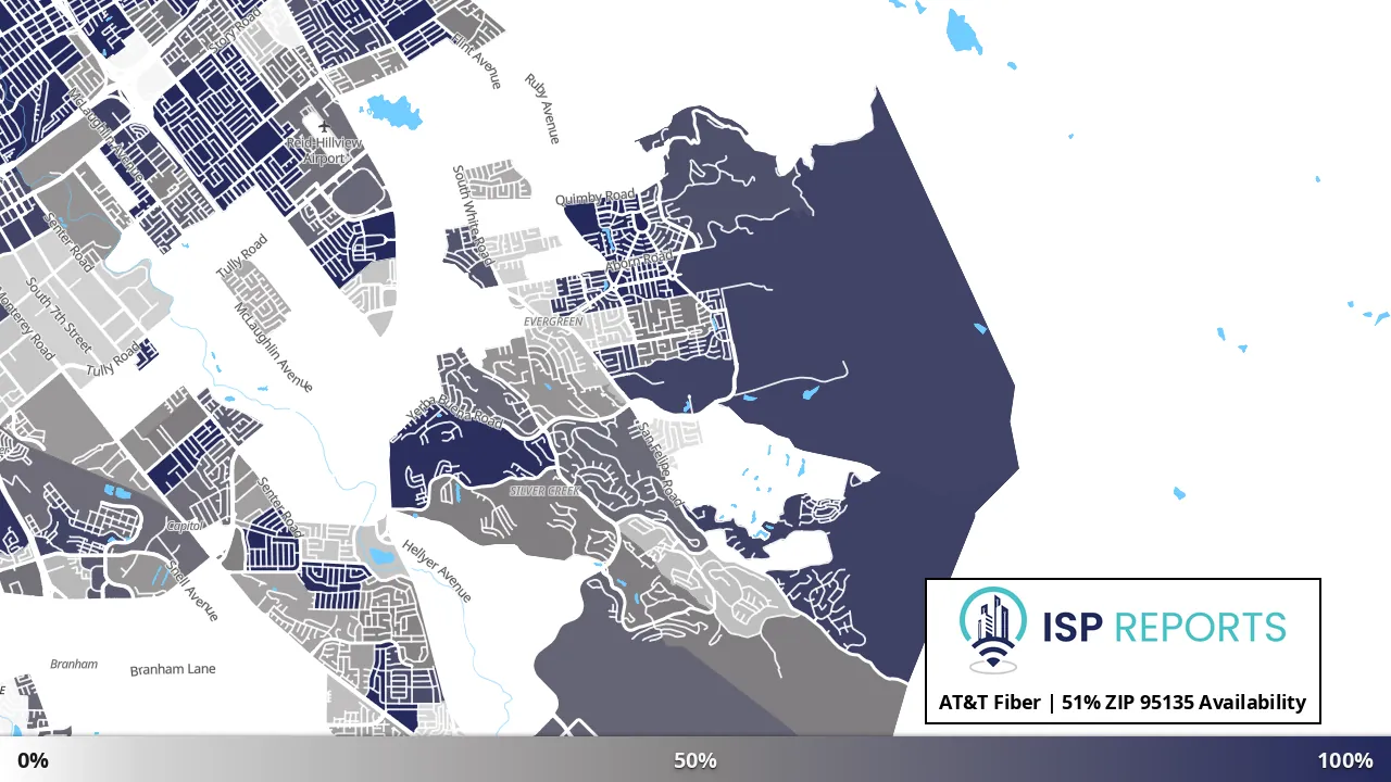 95135, CA map of internet availability