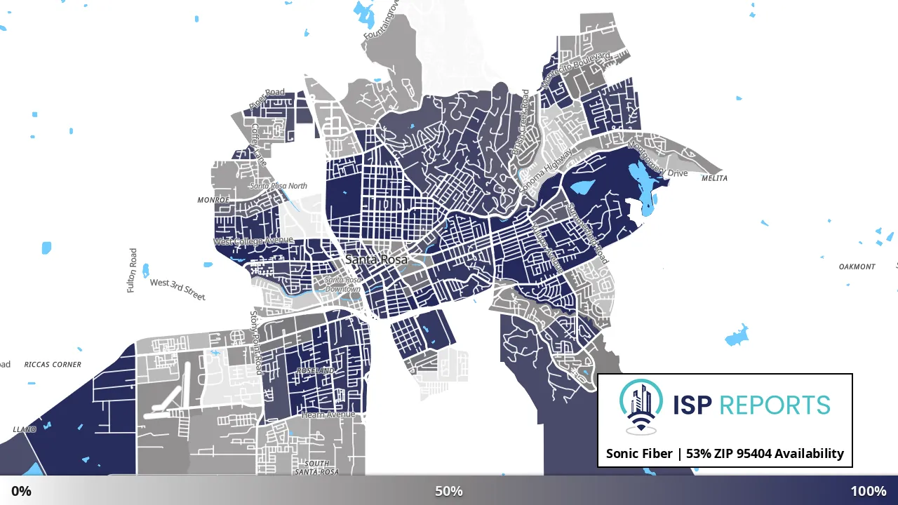 95404, CA map of internet availability