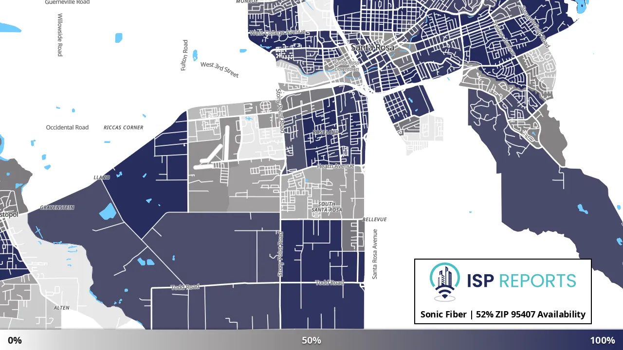 95407, CA map of internet availability