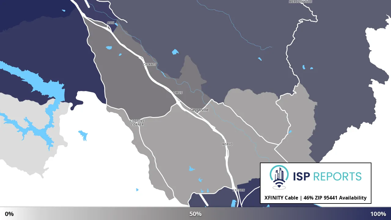 95441, CA map of internet availability