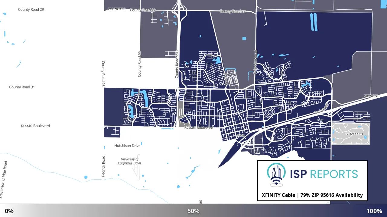 95616, CA map of internet availability