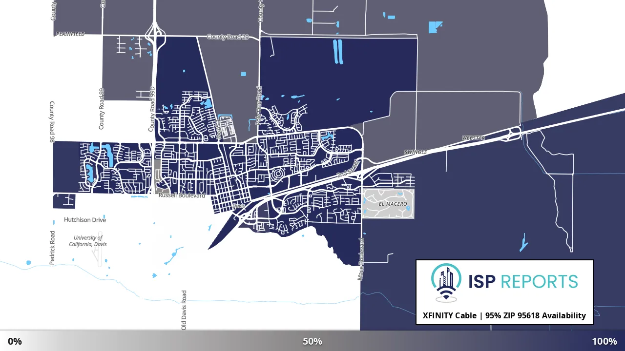 95618, CA map of internet availability