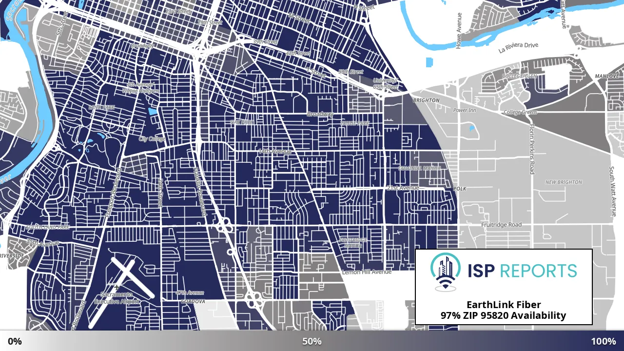 95820, CA map of internet availability