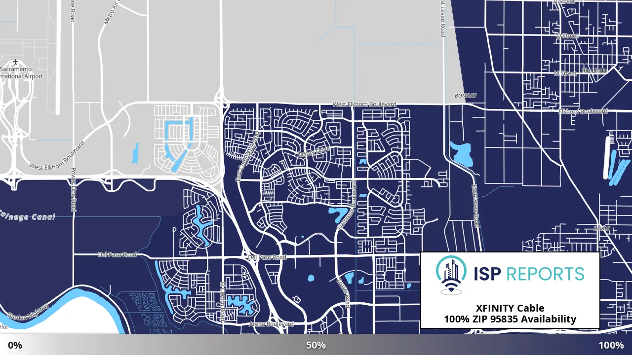 95835, CA map of internet availability