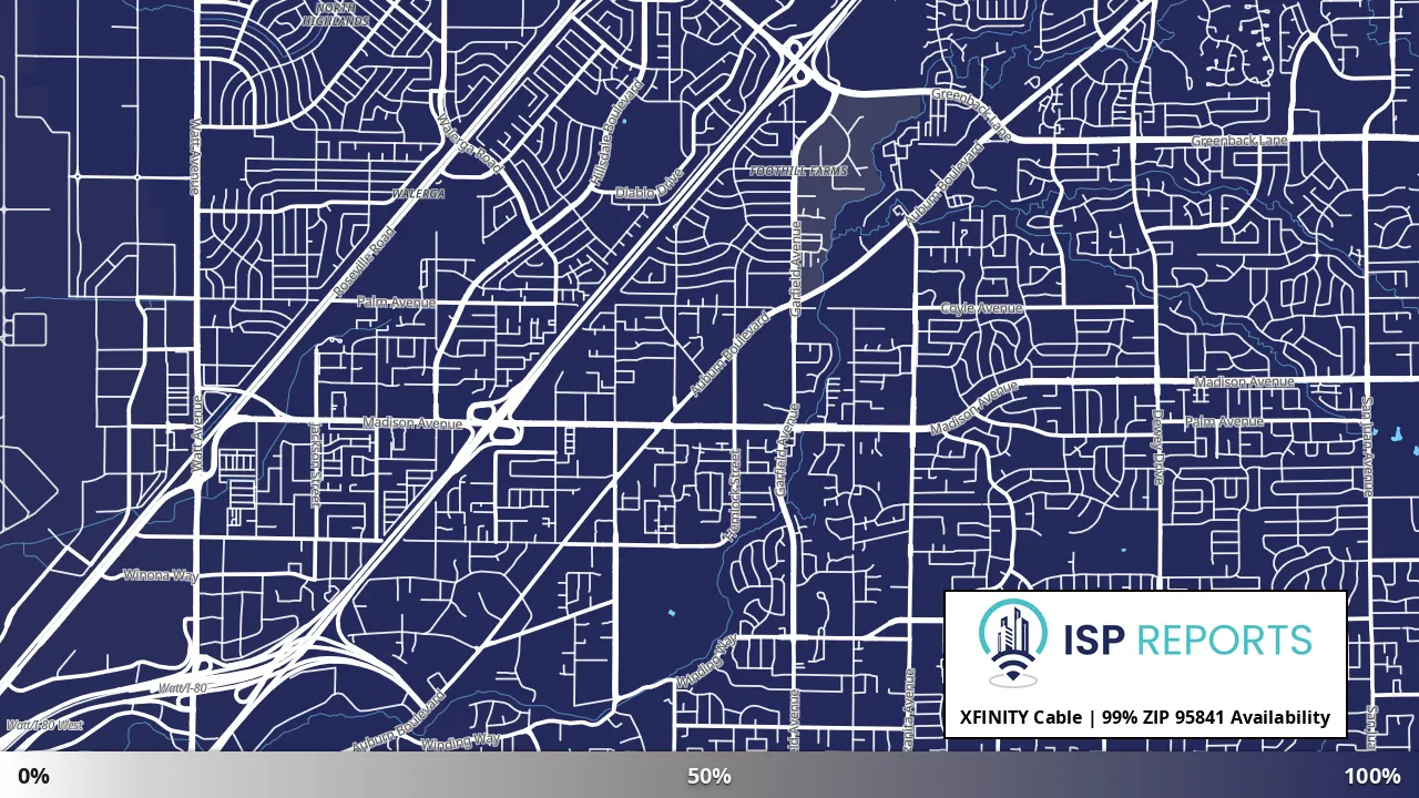 95841, CA map of internet availability
