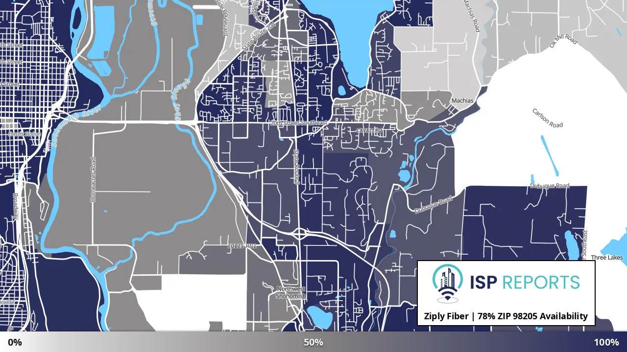 98205, WA map of internet availability