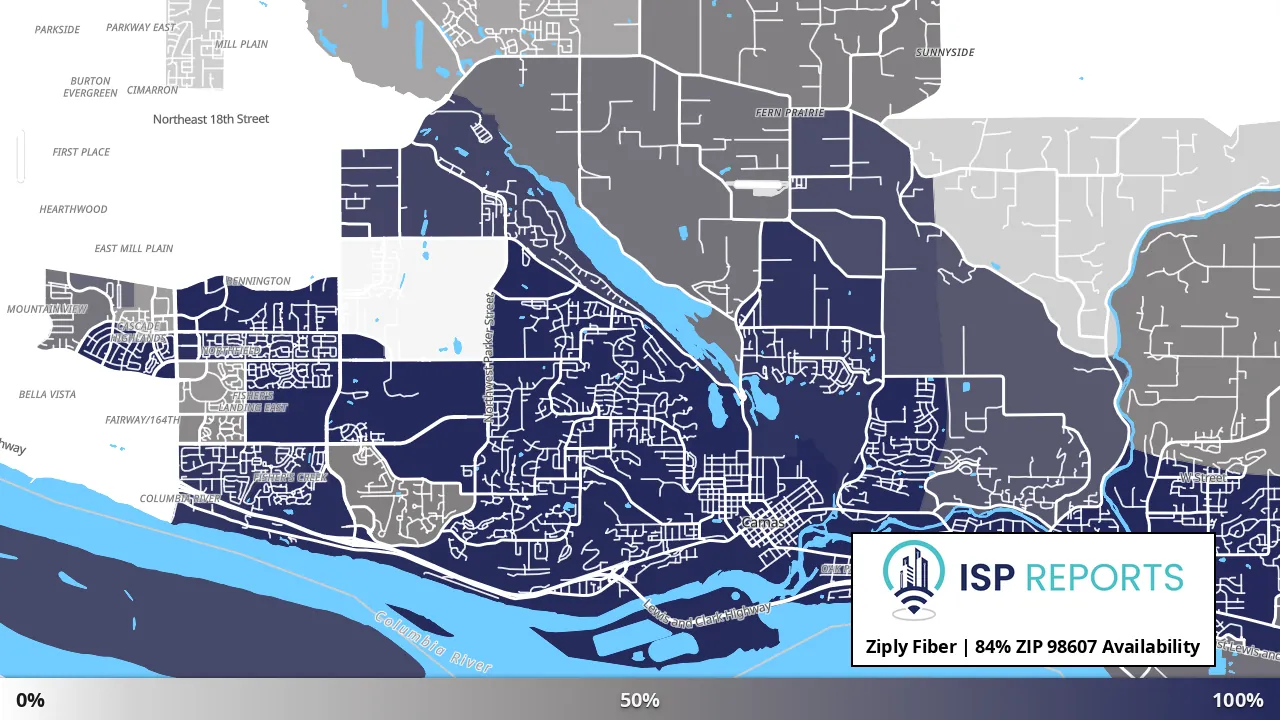 98607, WA map of internet availability