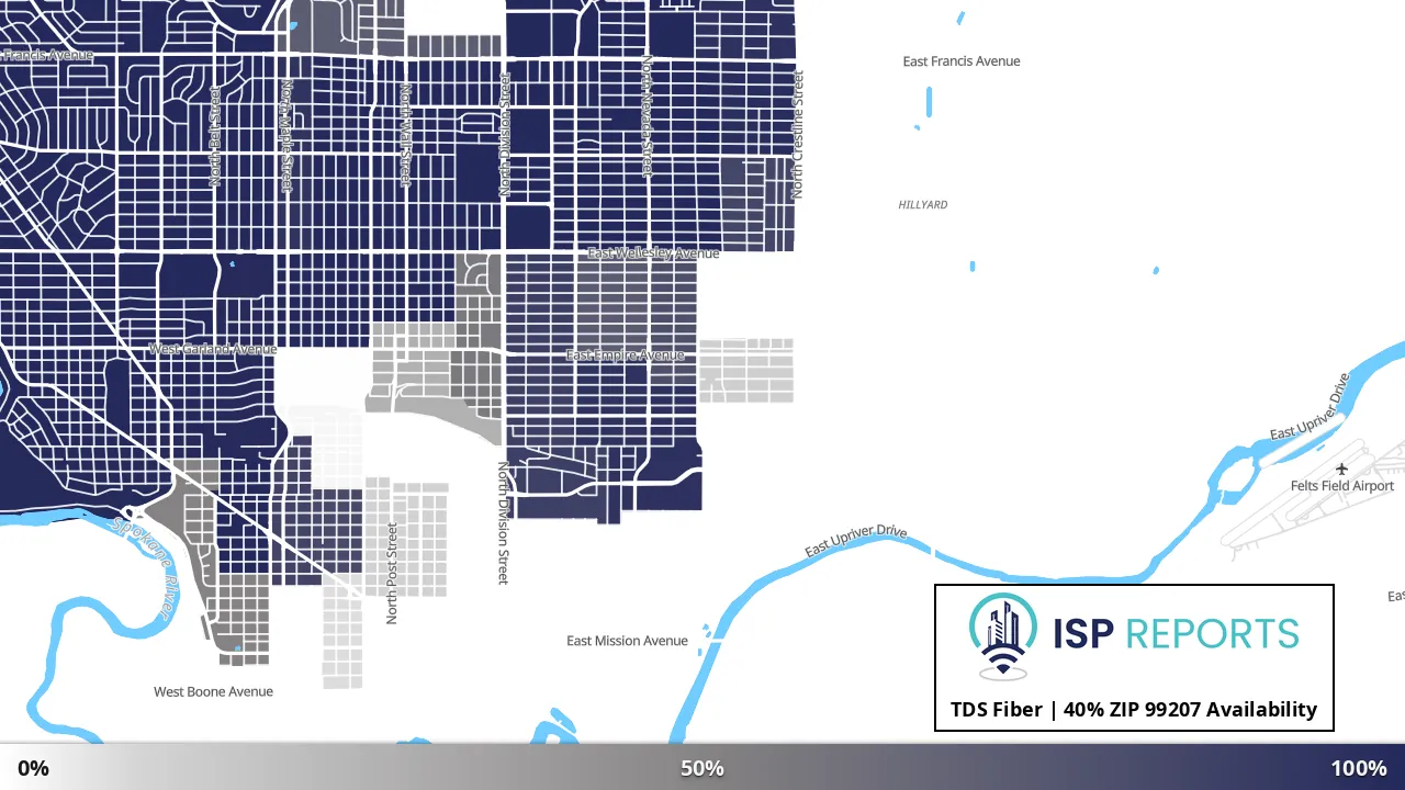 99207, WA map of internet availability