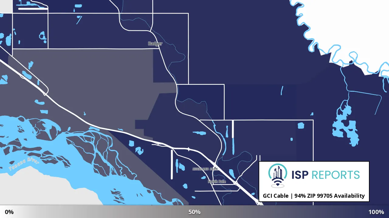 99705, AK map of internet availability