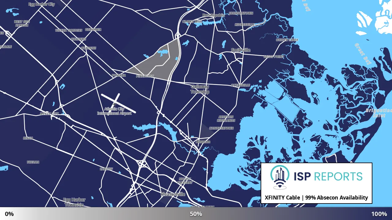 Absecon, NJ map of internet availability