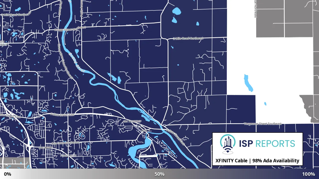 Ada, MI map of internet availability