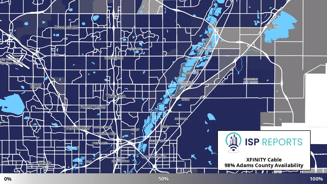 Adams County, CO map of internet availability