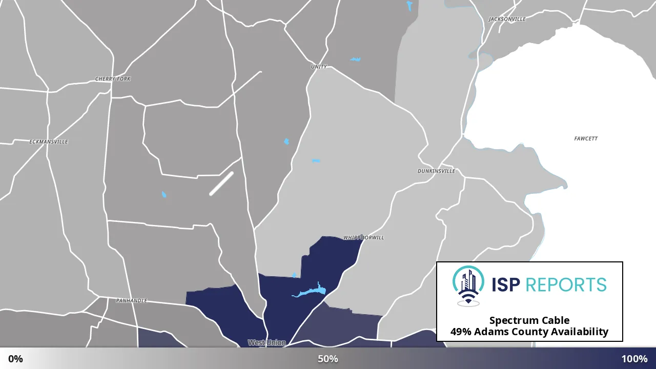 Adams County, OH map of internet availability