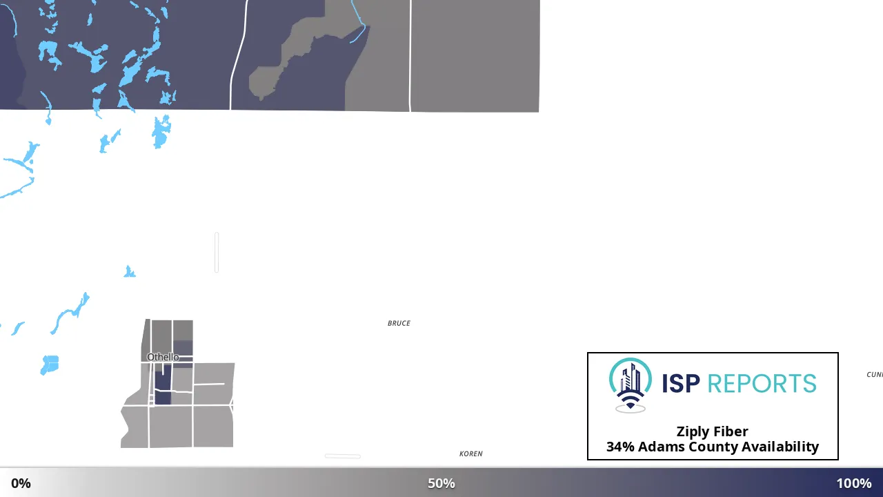 Adams County, WA map of internet availability