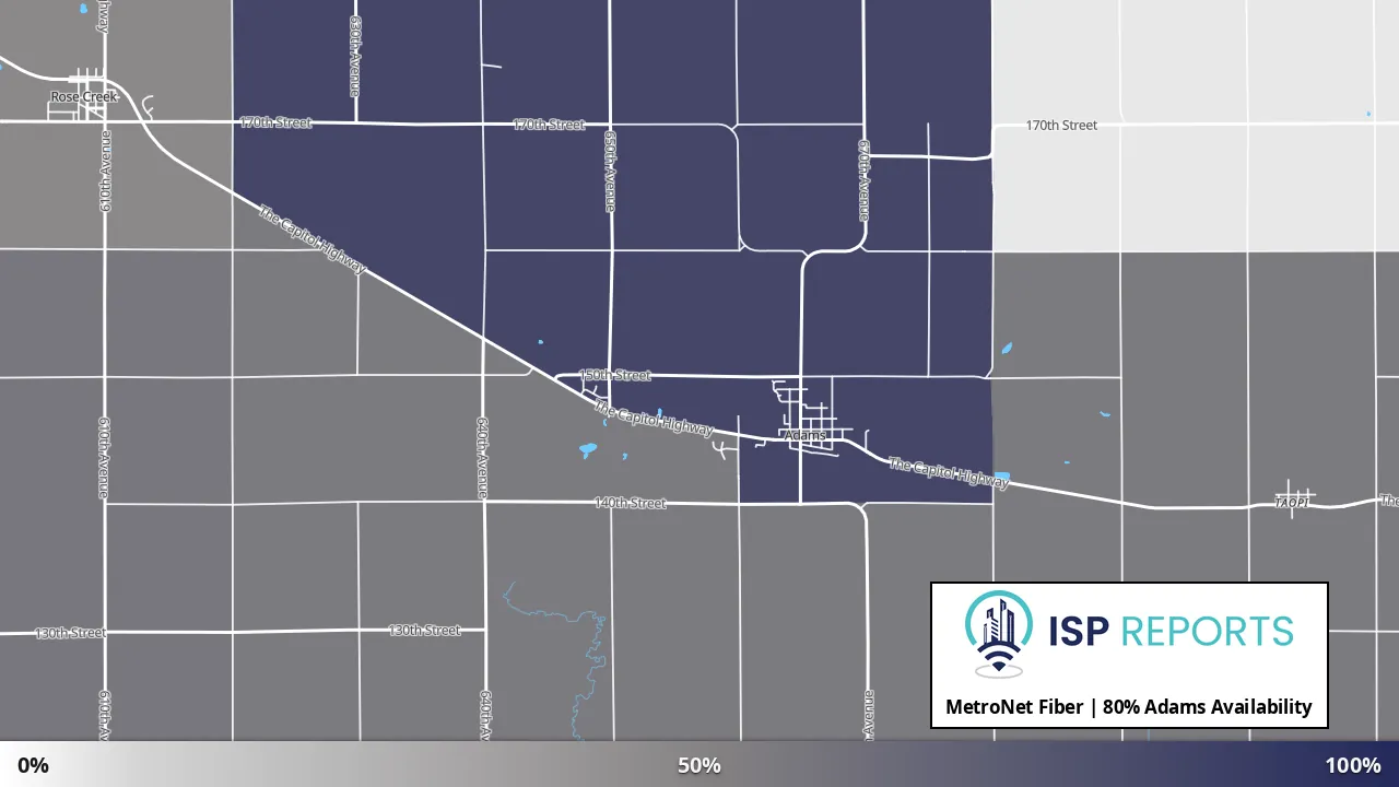 Adams, MN map of internet availability