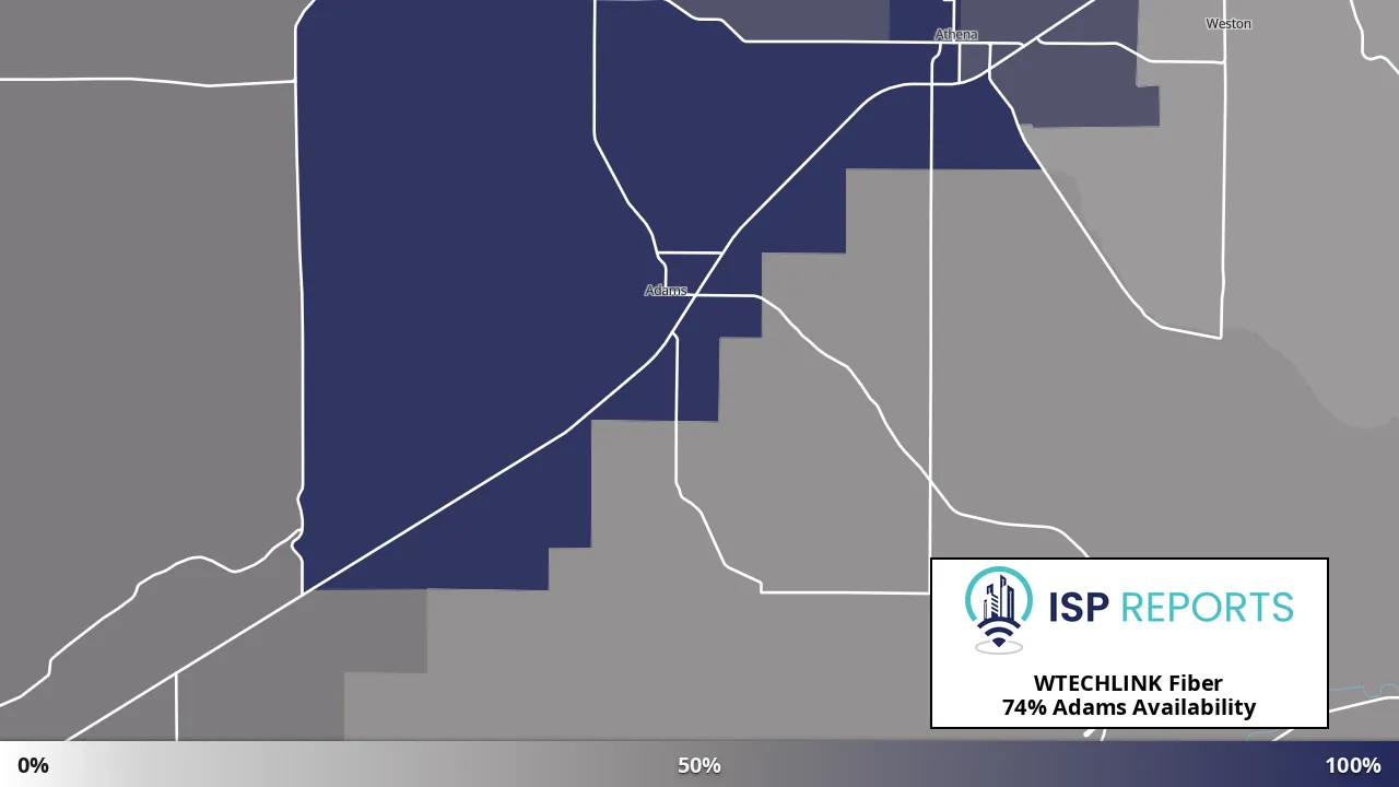Adams, OR map of internet availability