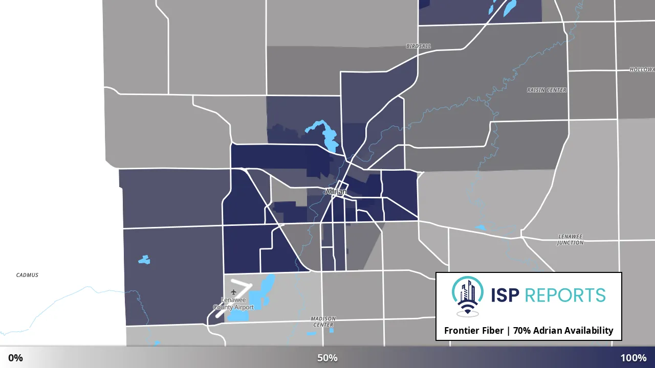 Adrian, MI map of internet availability